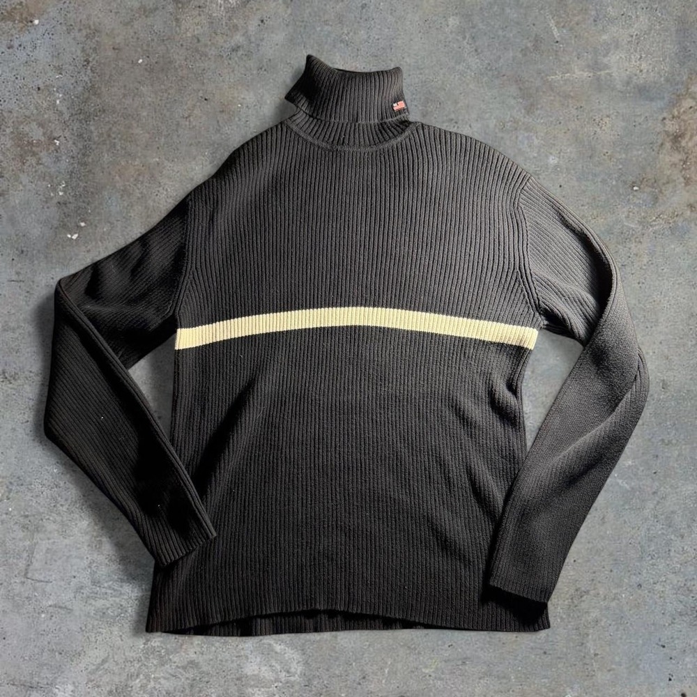 Polo Ralph Lauren Jeans Co Mens Vintage 90s Black Ribbed Turtleneck Sweater L